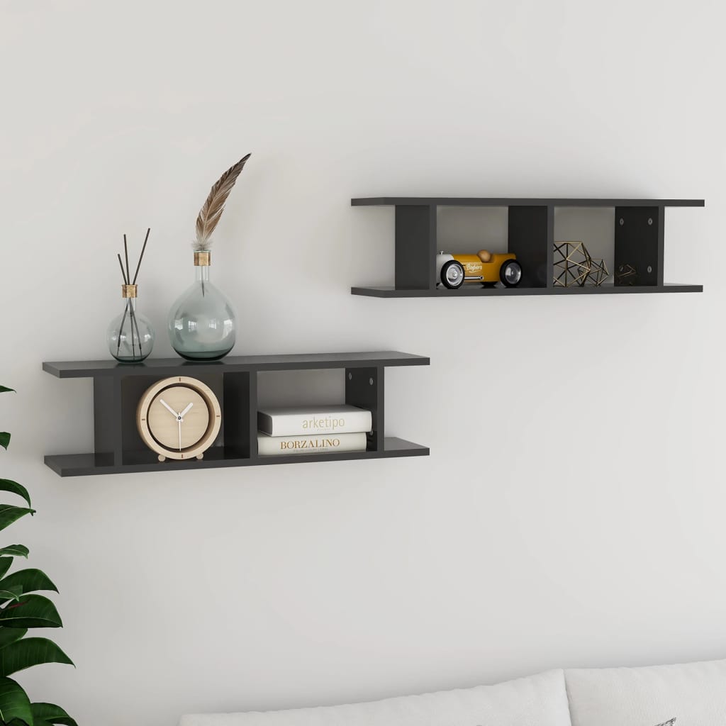 Prateleiras de parede 2 pcs 75x18x20 cm deriv. madeira branco