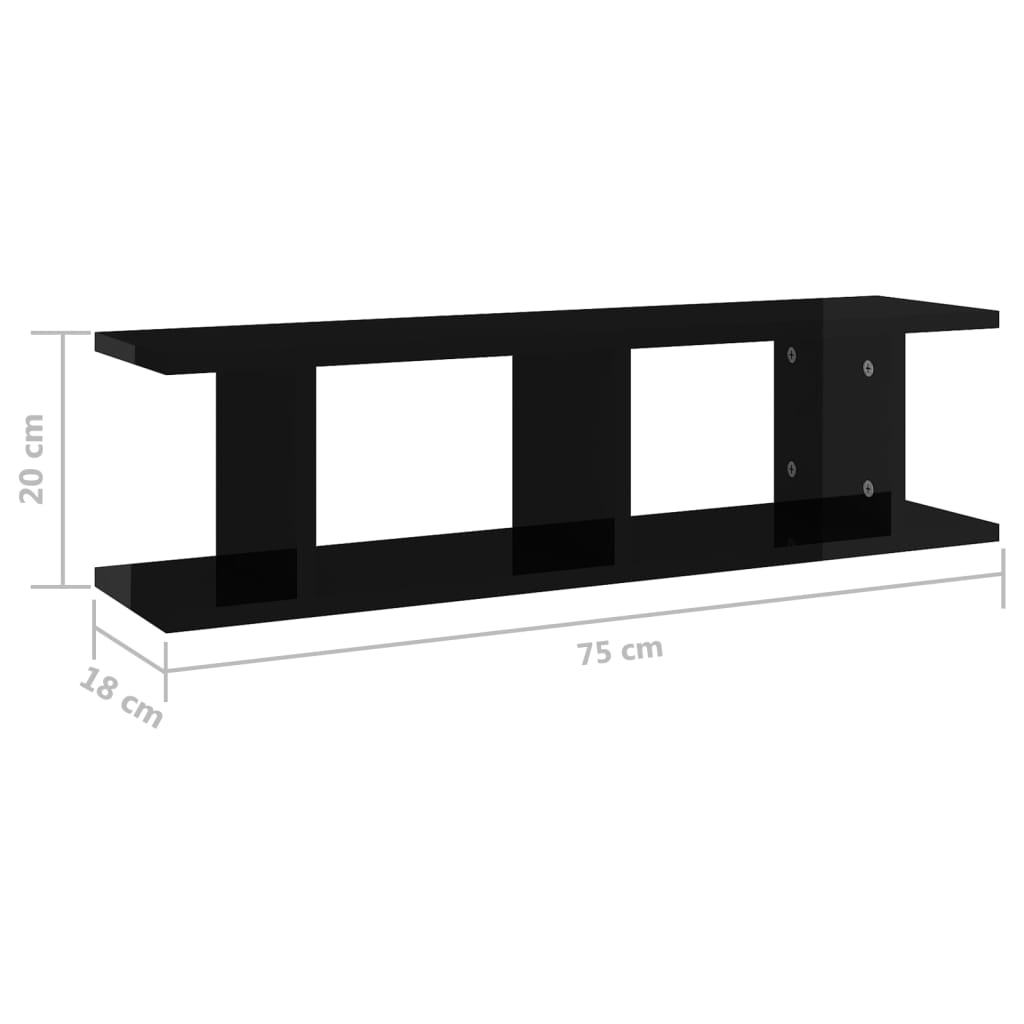 Prateleiras de parede 2 pcs 75x18x20 cm deriv. madeira branco