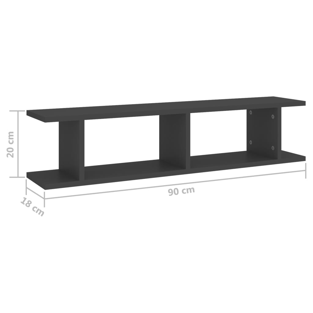 Prateleiras de parede 2 pcs 75x18x20 cm deriv. madeira branco