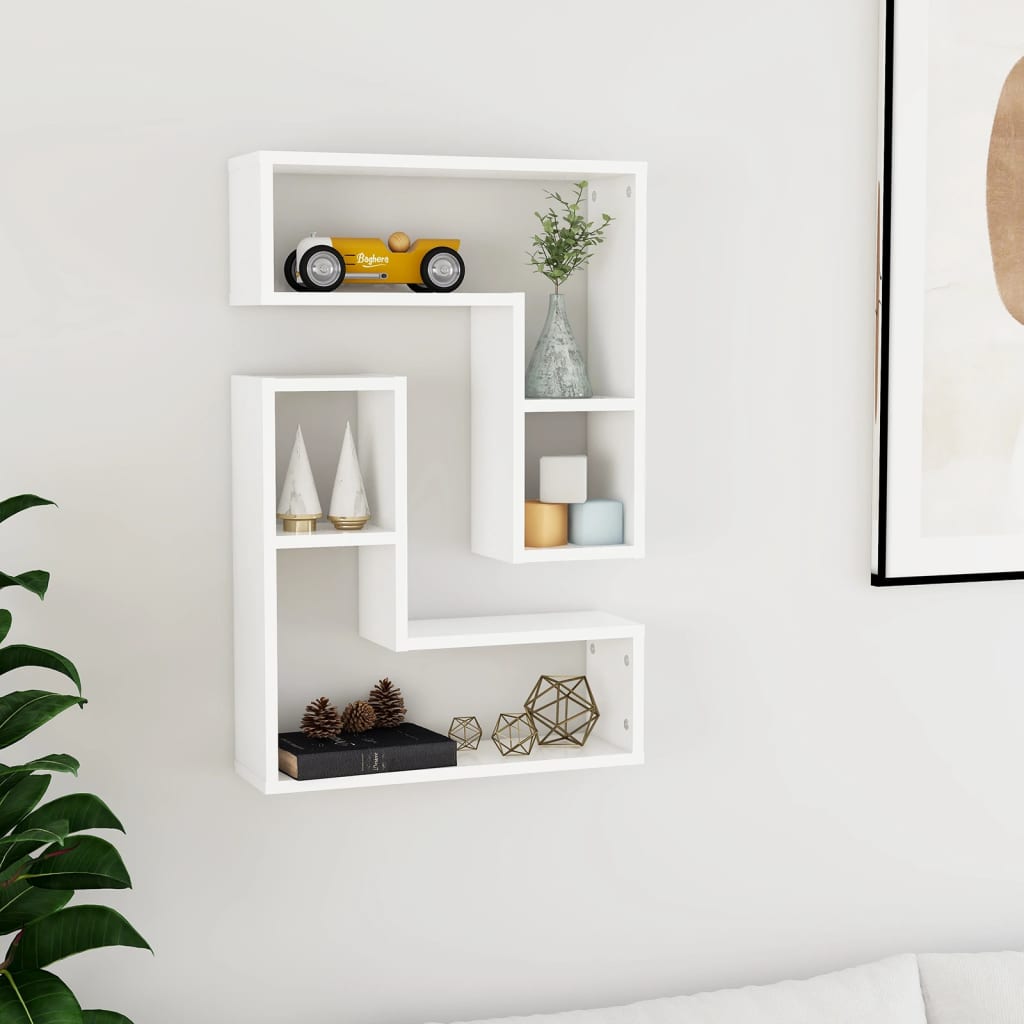 Prateleiras de parede 2 pcs 75x18x20 cm deriv. madeira branco