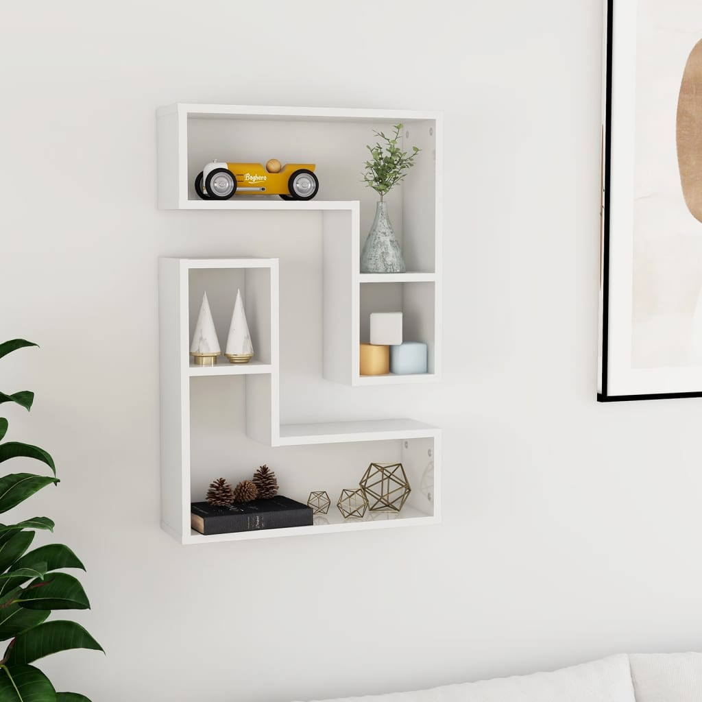 Prateleiras de parede 2 pcs 75x18x20 cm deriv. madeira branco