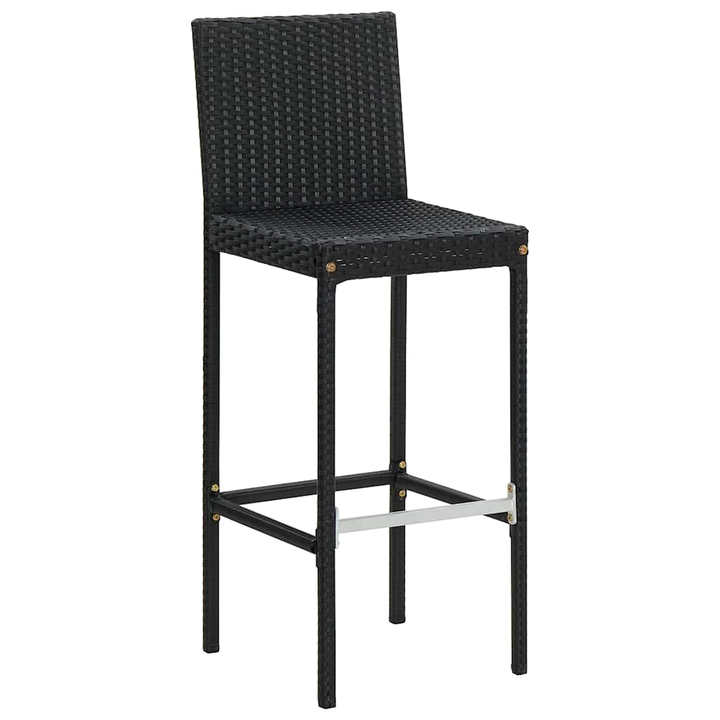 Bancos de bar com almofadões para jardim 4 pcs vime PE preto