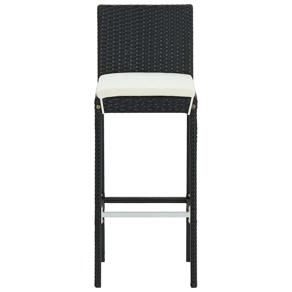 Bancos de bar com almofadões para jardim 4 pcs vime PE preto