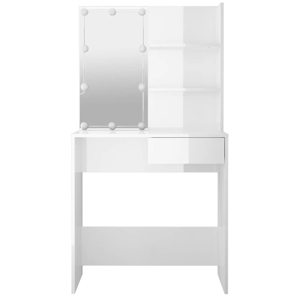 Toucador com LEDs 74,5x40x141 cm branco brilhante