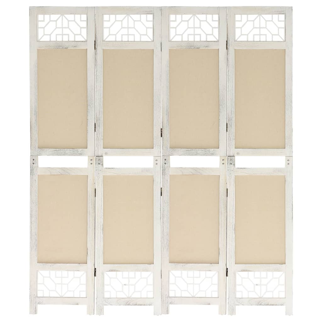 Biombo com 4 painéis 140x165 cm tecido cor creme