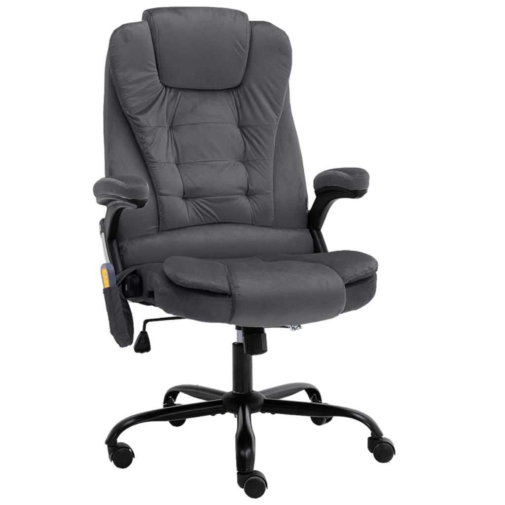Cadeira escritório c/ função de massagem veludo cinzento-claro
