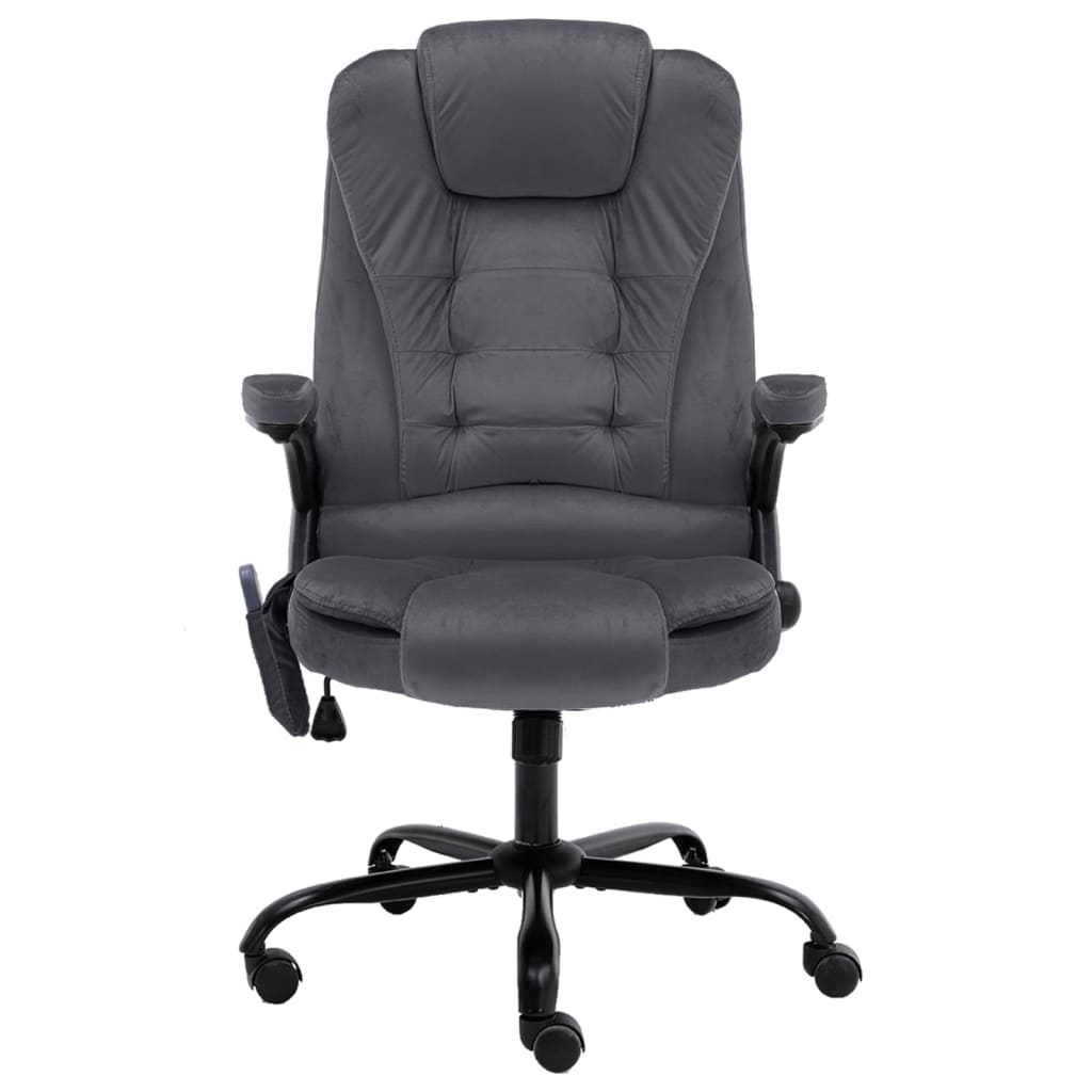 Cadeira escritório c/ função de massagem veludo cinzento-claro