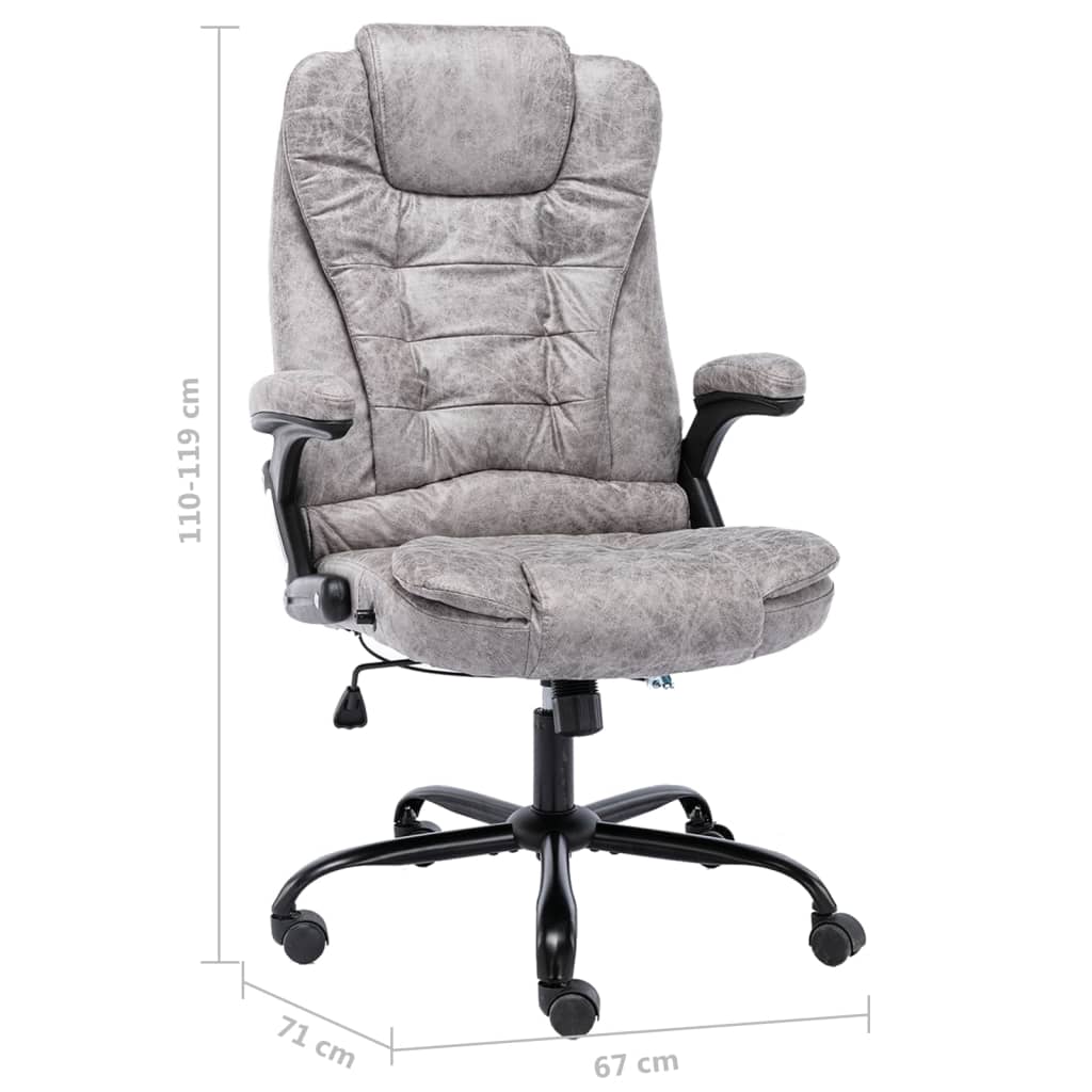 Cadeira de escritório couro artificial cinzento-claro