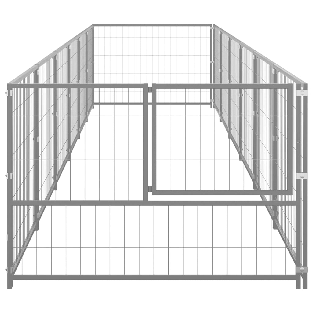 Canil para cães 6 m² aço prateado