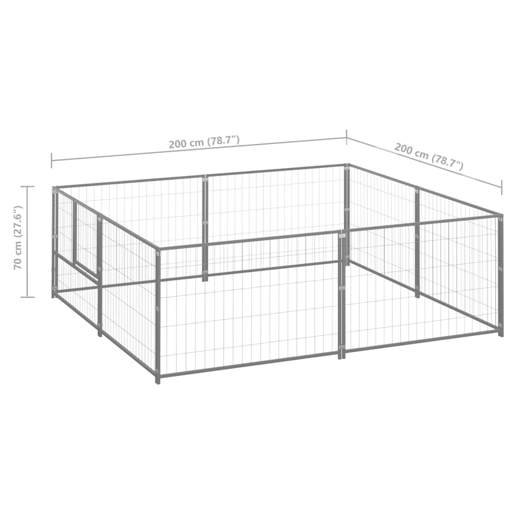 Canil para cães 4 m² aço prateado
