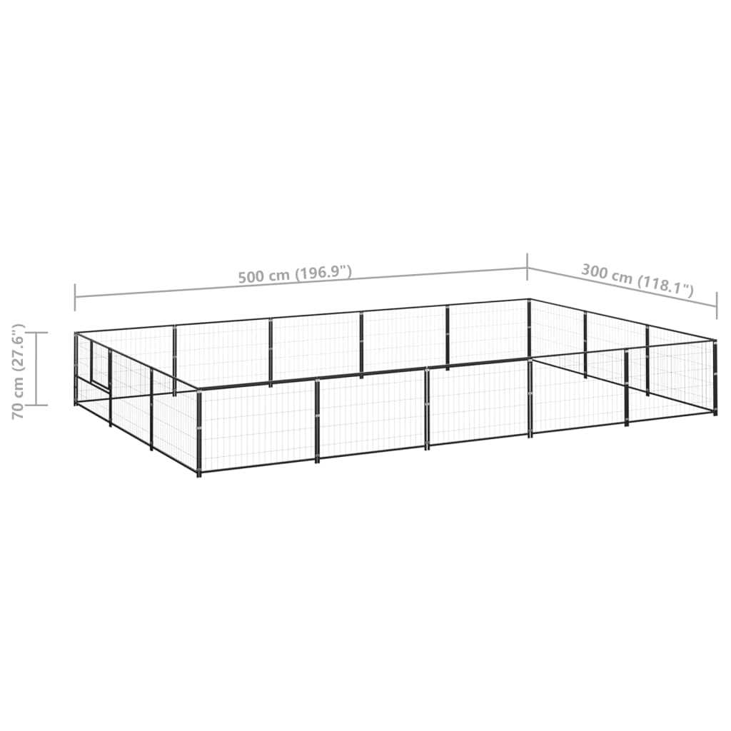 Canil para cães 15 m² aço preto