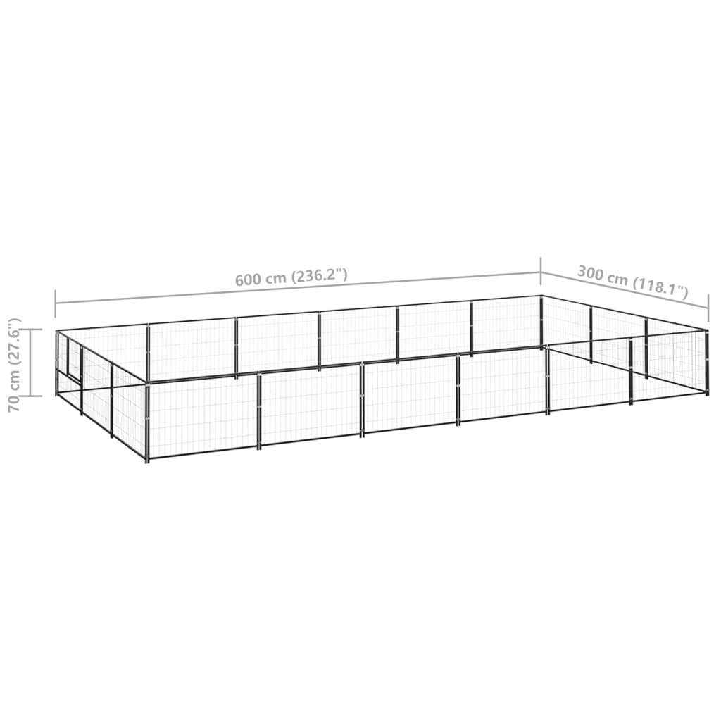 Canil para cães 18 m² aço preto