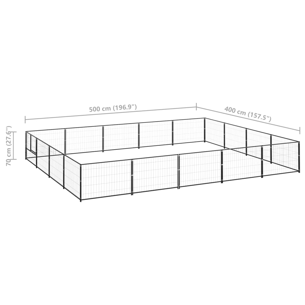 Canil para cães 20 m² aço preto
