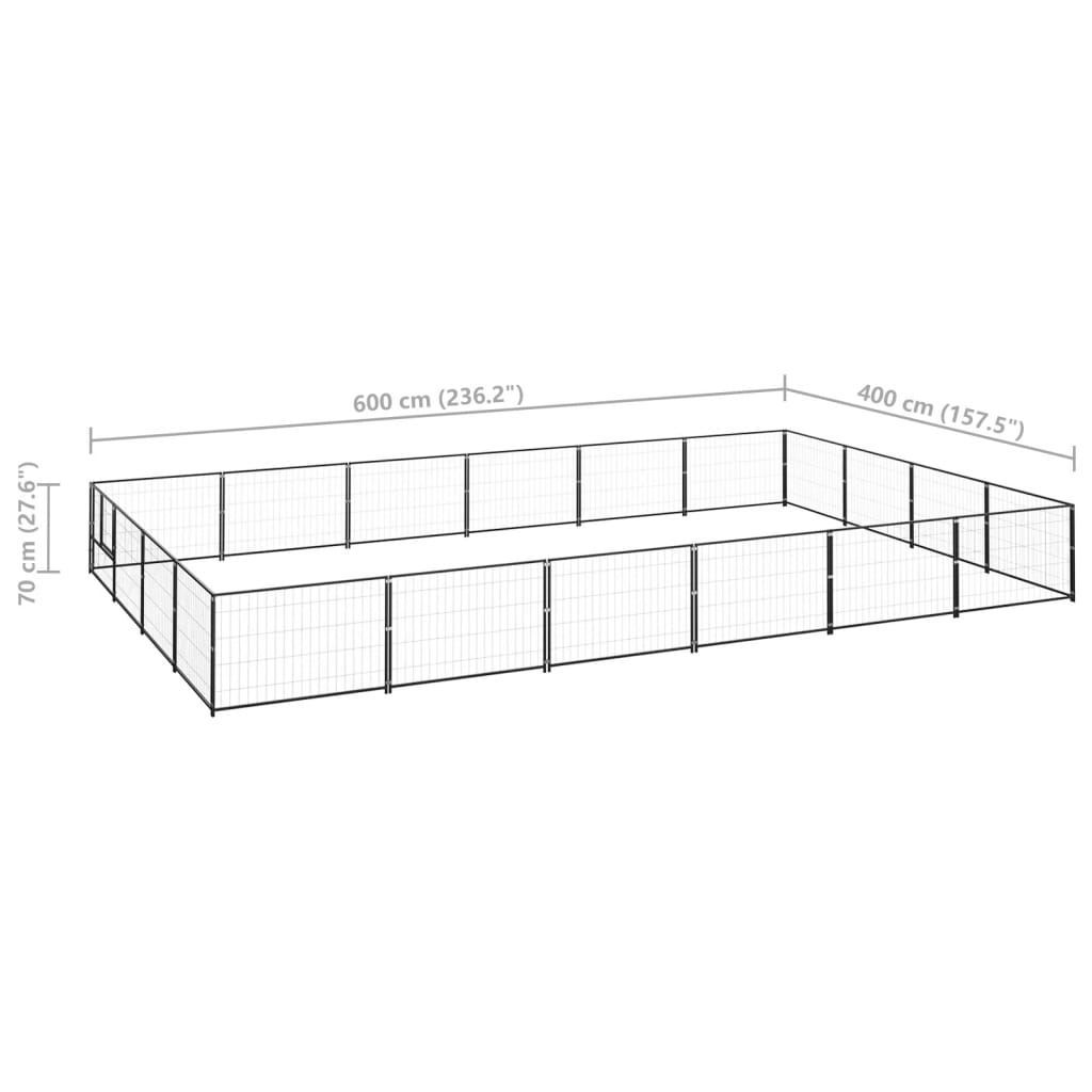 Canil para cães 24 m² aço preto
