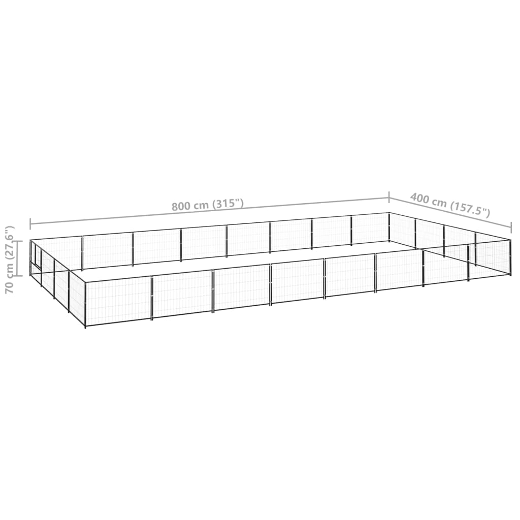 Canil para cães 32 m² aço preto