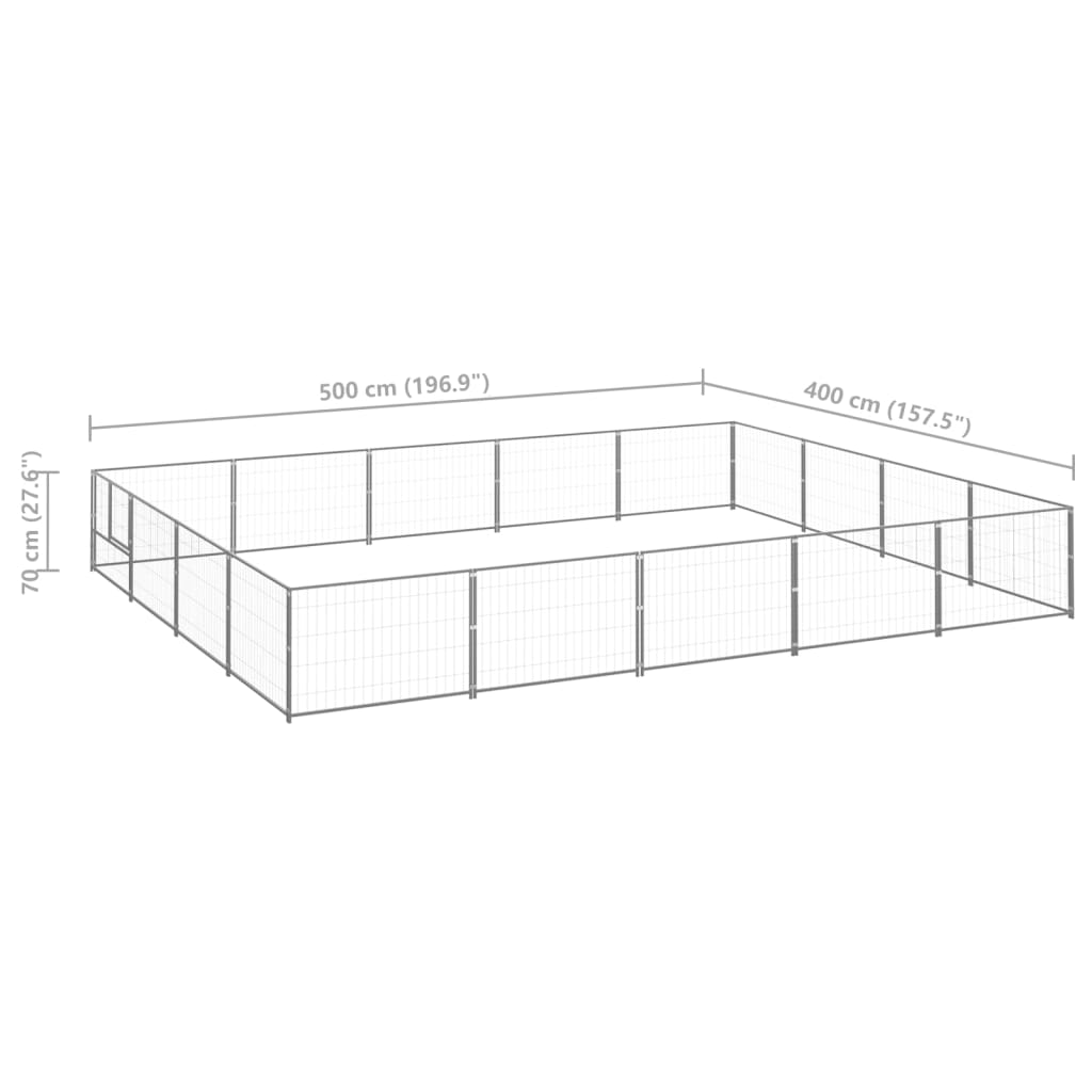 Canil para cães 20 m² aço prateado