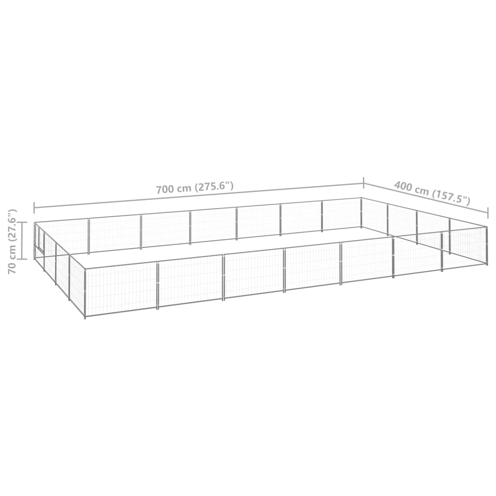 Canil para cães 28 m² aço prateado