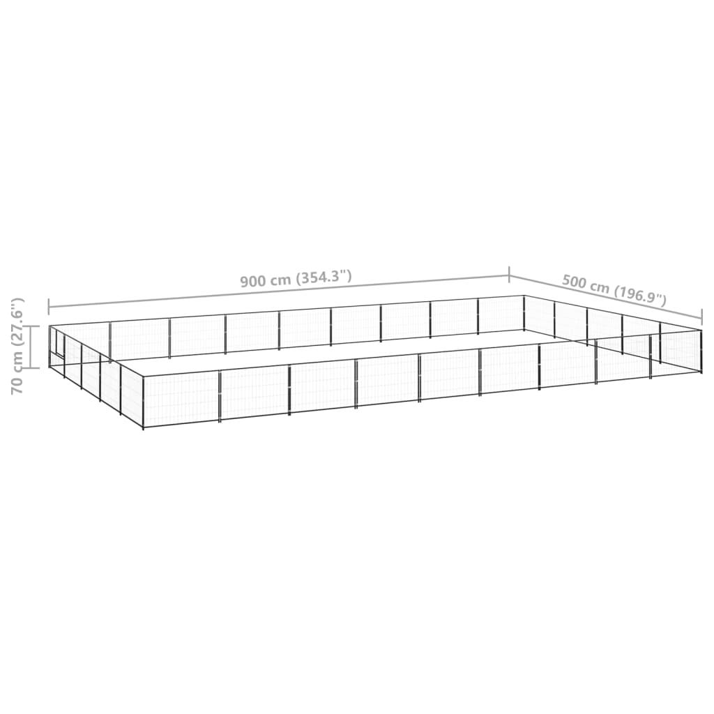 Canil para cães 45 m² aço preto
