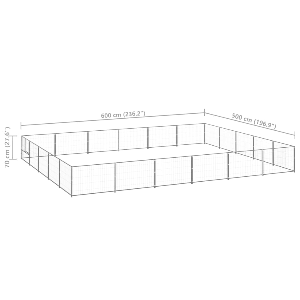 Canil para cães 30 m² aço prateado