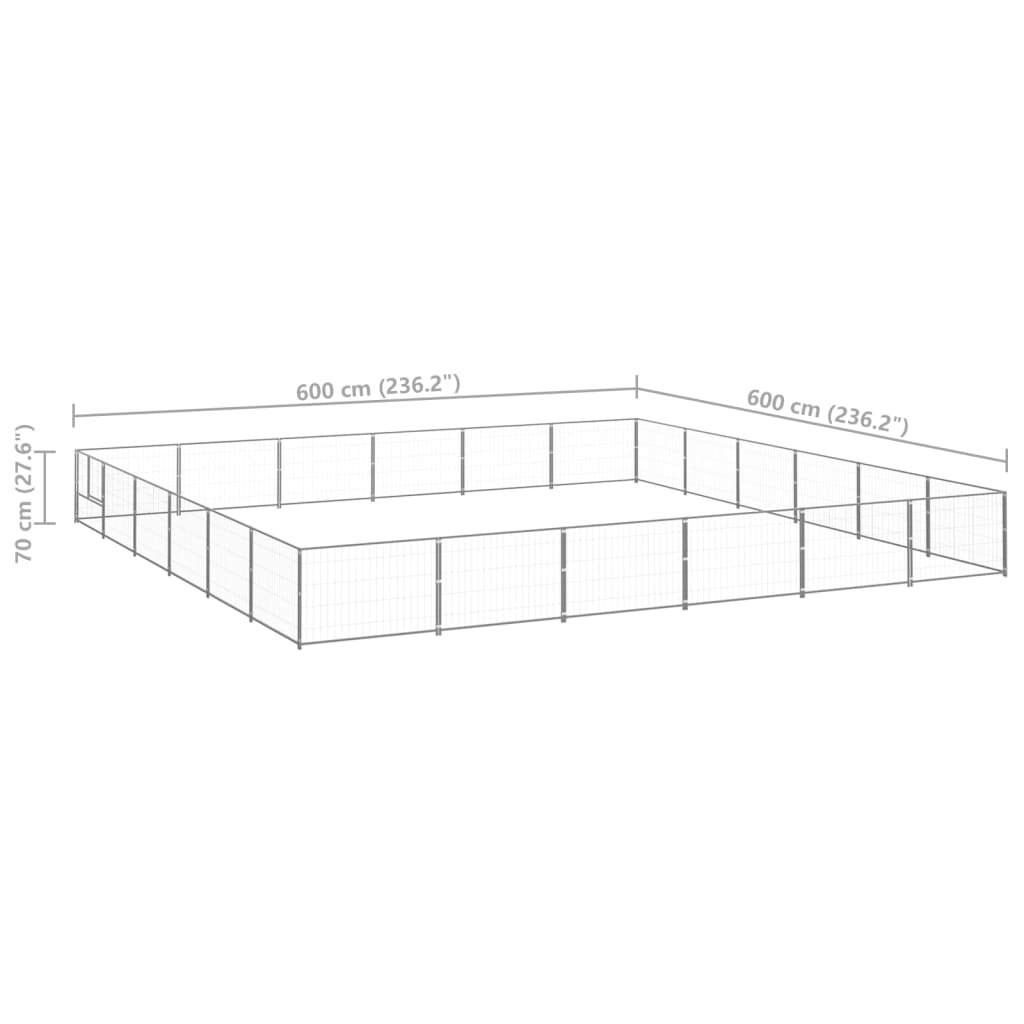 Canil para cães 36 m² aço prateado