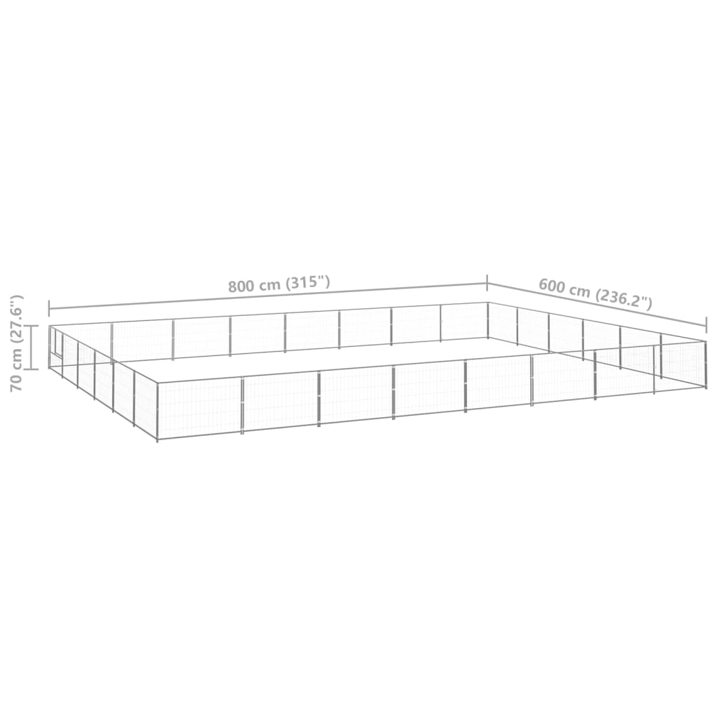 Canil para cães 48 m² aço prateado