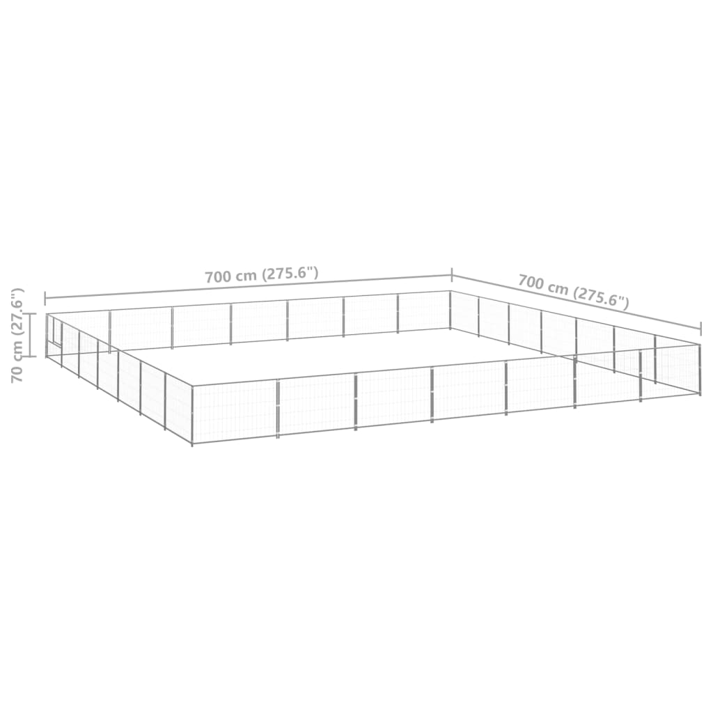 Canil para cães 49 m² aço prateado