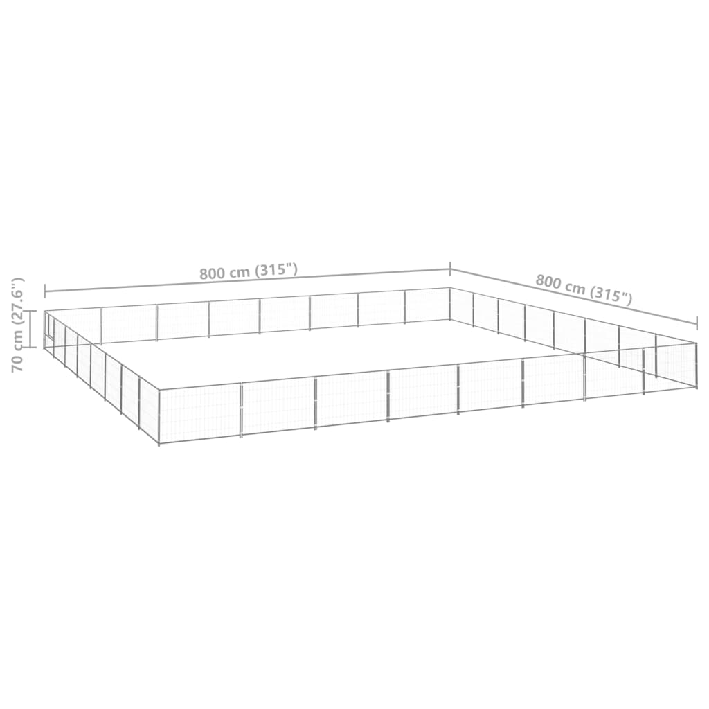 Canil para cães 64 m² aço prateado