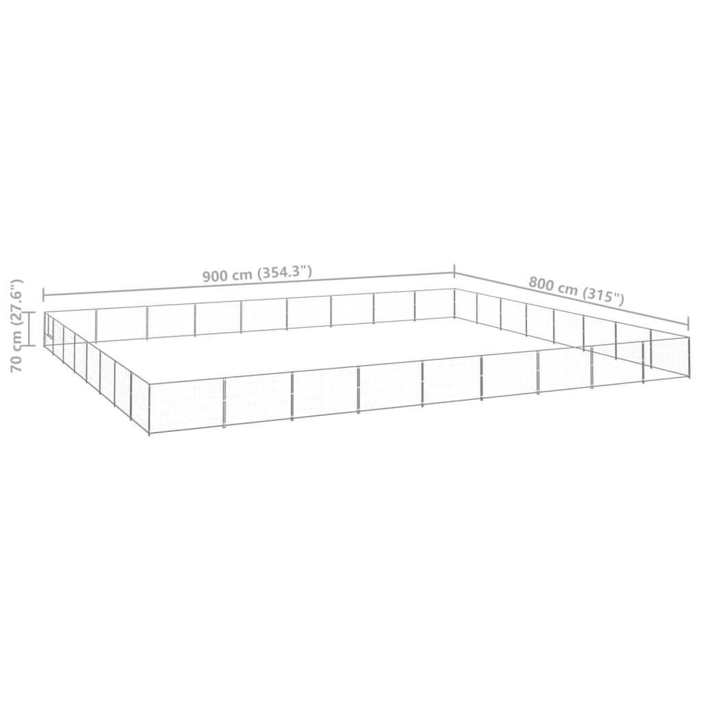 Canil para cães 72 m² aço prateado