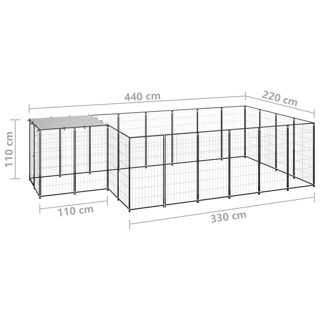 Canil 8,47 m² aço preto