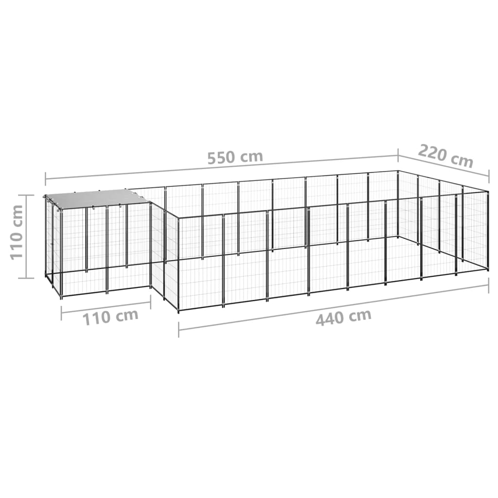 Canil 10,89 m² aço preto