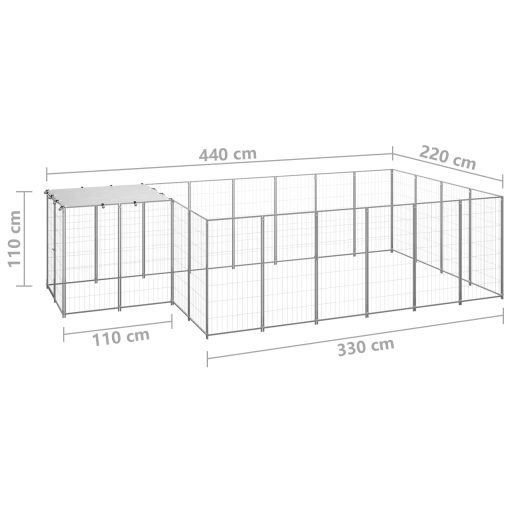 Canil 8,47 m² aço prateado