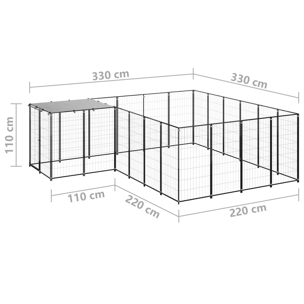 Canil 8,47 m² aço preto
