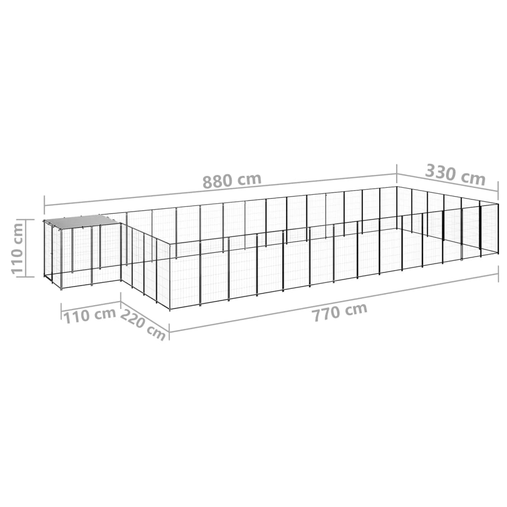 Canil 26,62 m² aço preto