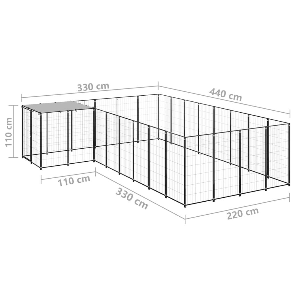 Canil 10,89 m² aço preto