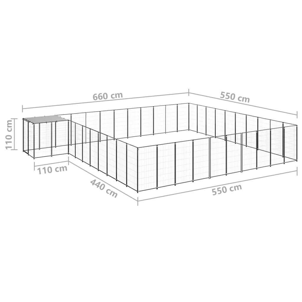 Canil 31,46 m² aço preto