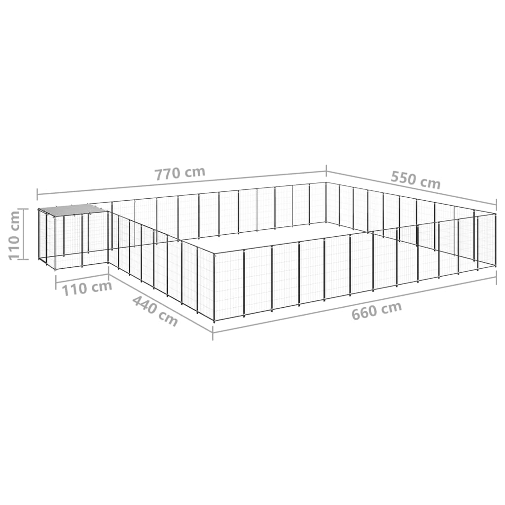 Canil 37,51 m² aço preto