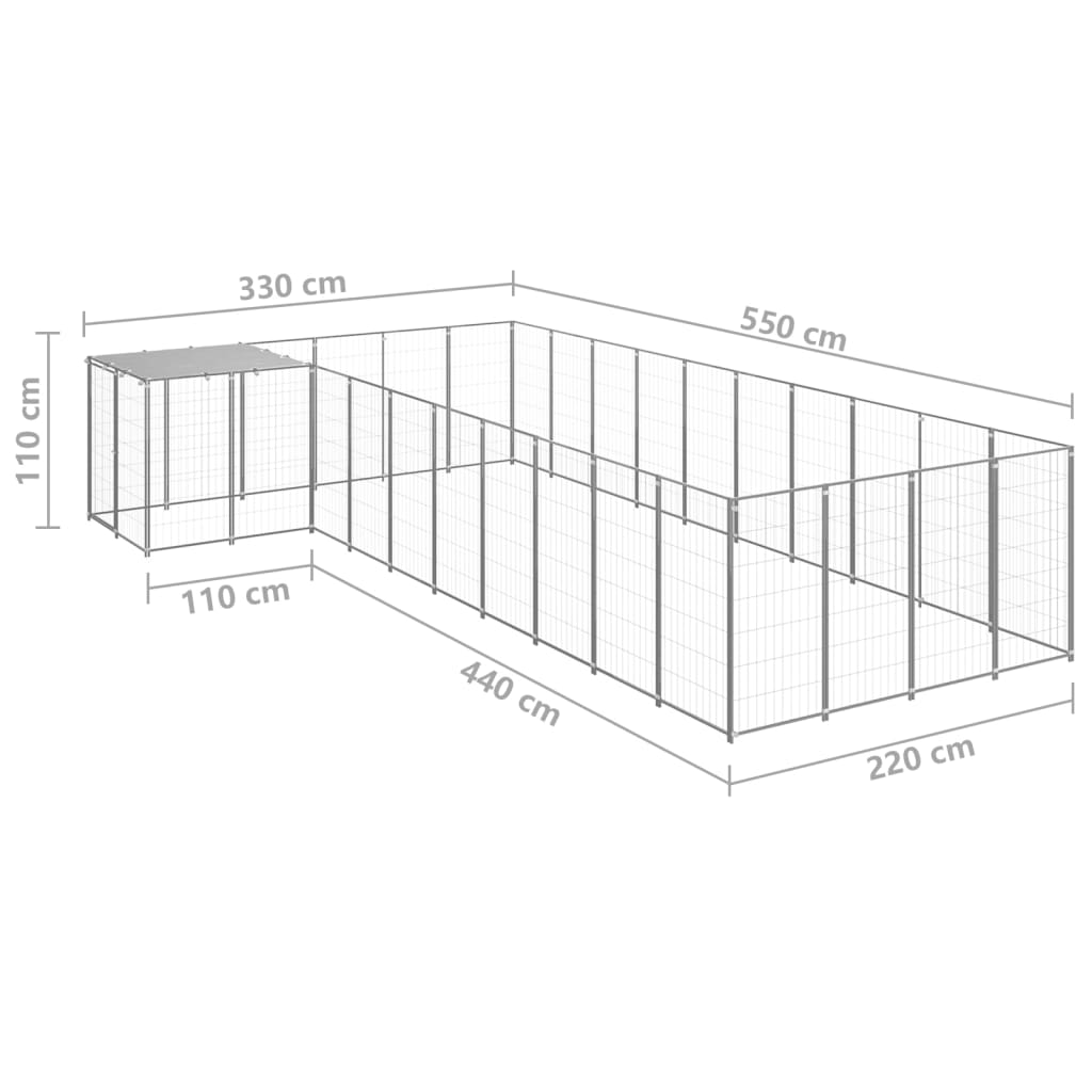 Canil 13,31 m² aço prateado