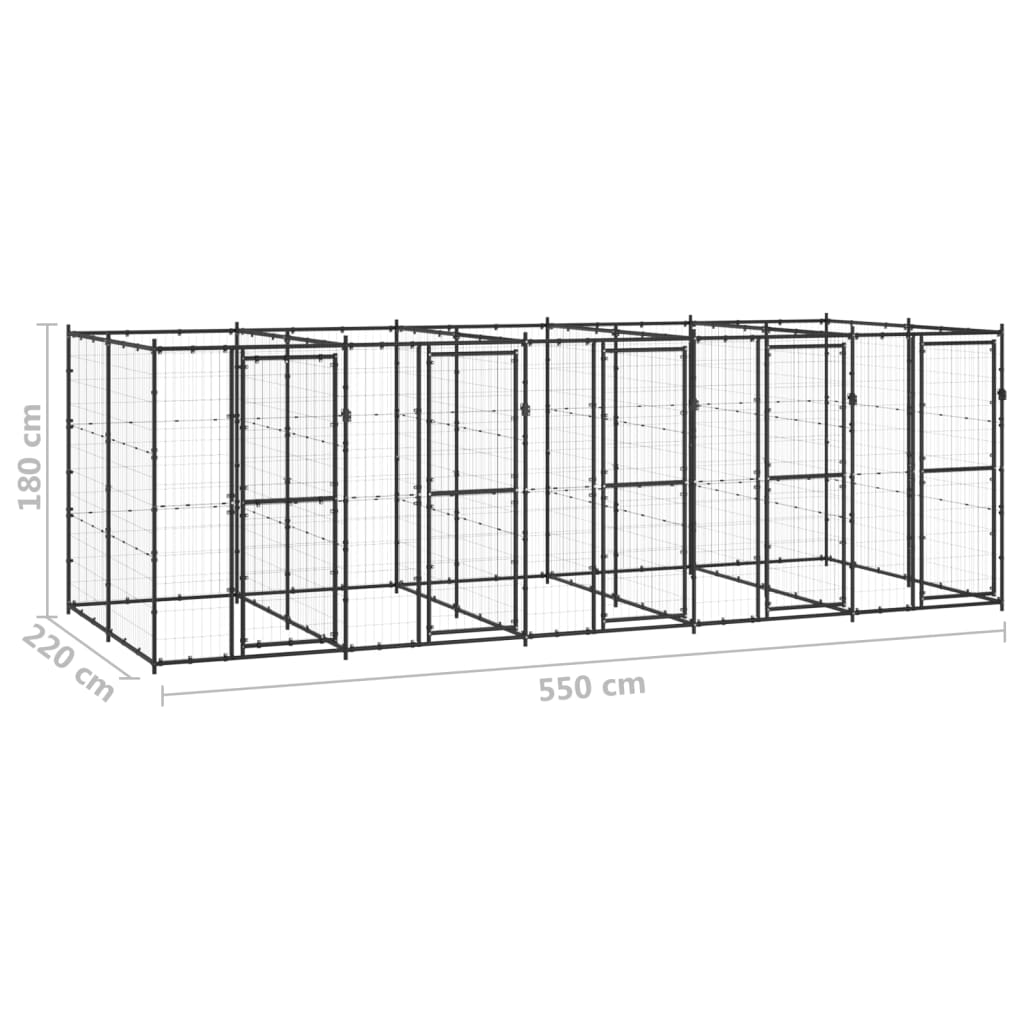 Canil de exterior 12,1 m² aço