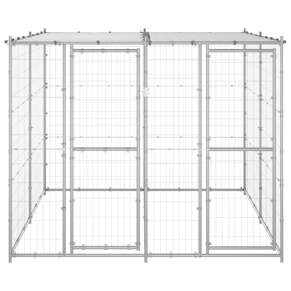 Canil de exterior com telhado 4,84 m² aço galvanizado