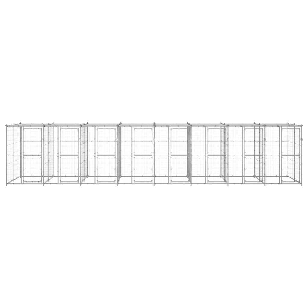 Canil de exterior com telhado 19,36 m² aço galvanizado