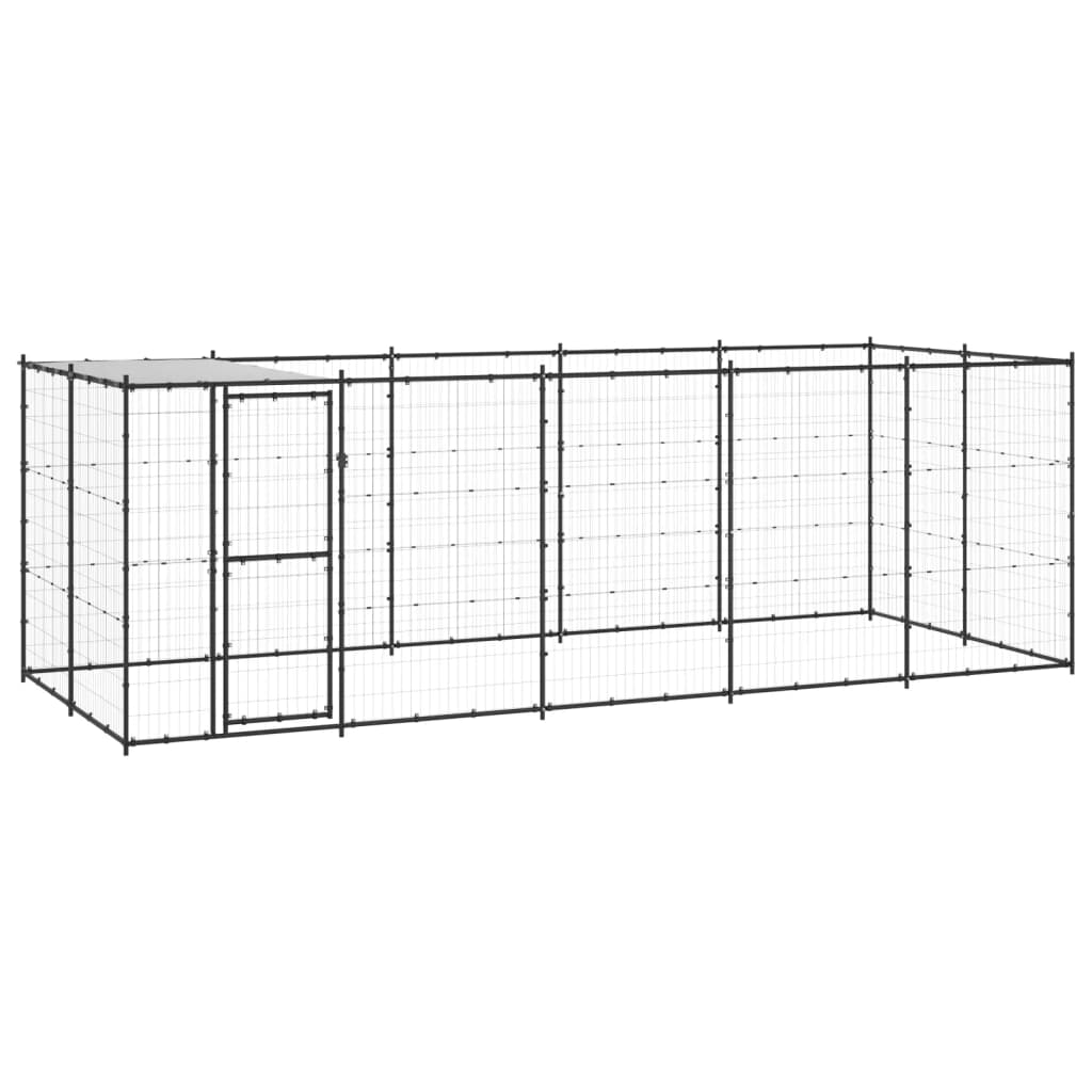 Canil de exterior com telhado 12,1 m² aço