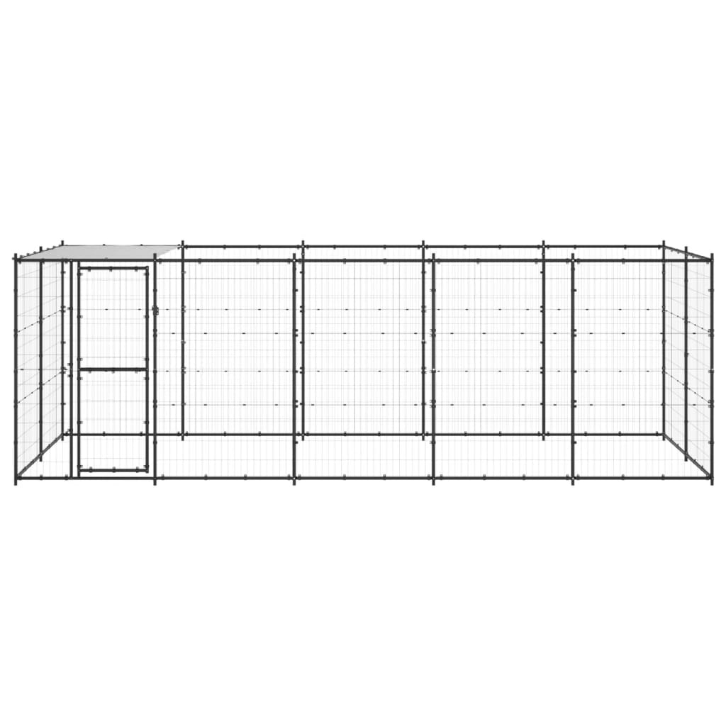 Canil de exterior com telhado 12,1 m² aço