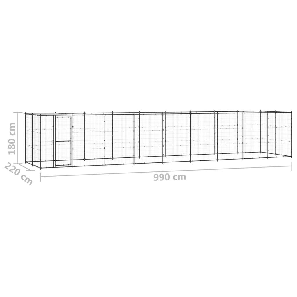 Canil de exterior com telhado 21,78 m² aço