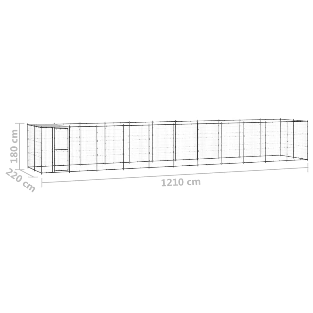 Canil de exterior com telhado 26,62 m² aço