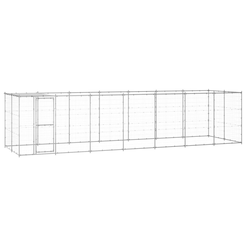 Canil de exterior com telhado 16,94 m² aço galvanizado