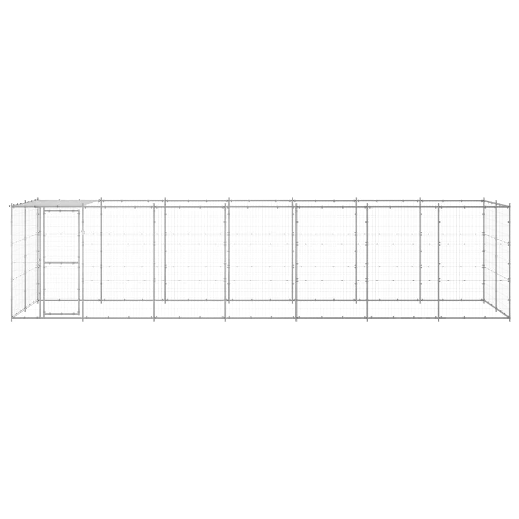 Canil de exterior com telhado 16,94 m² aço galvanizado