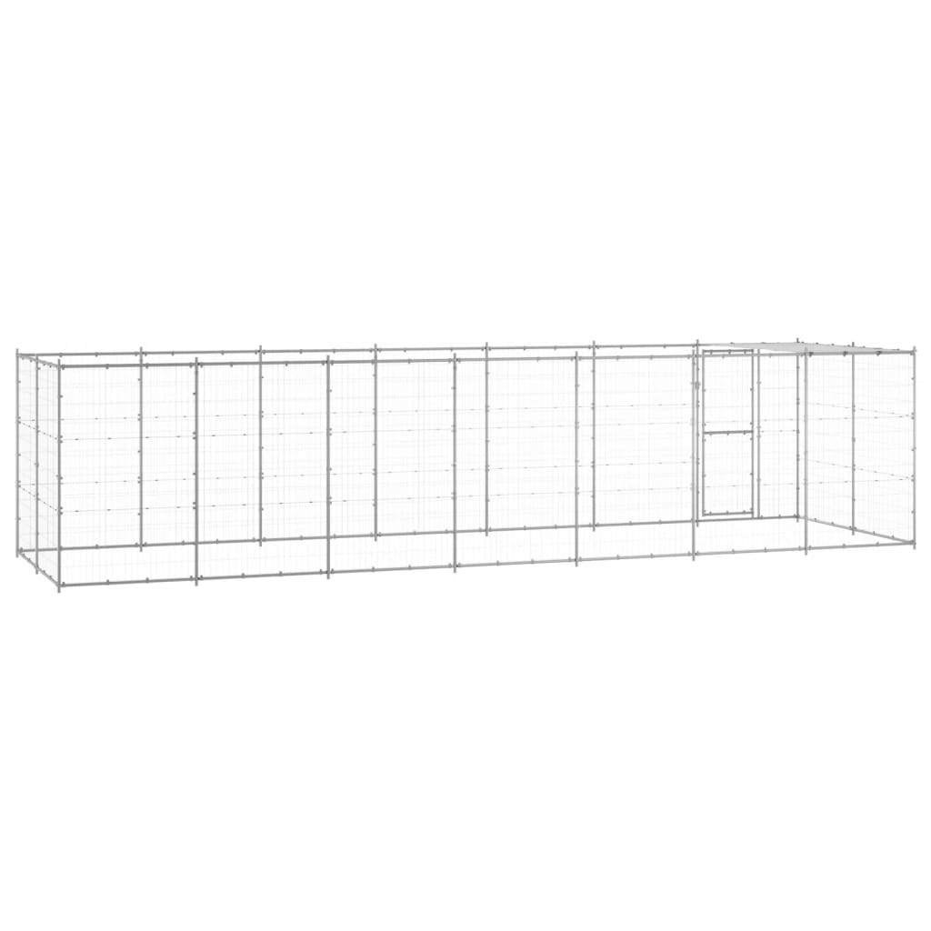 Canil de exterior com telhado 16,94 m² aço galvanizado