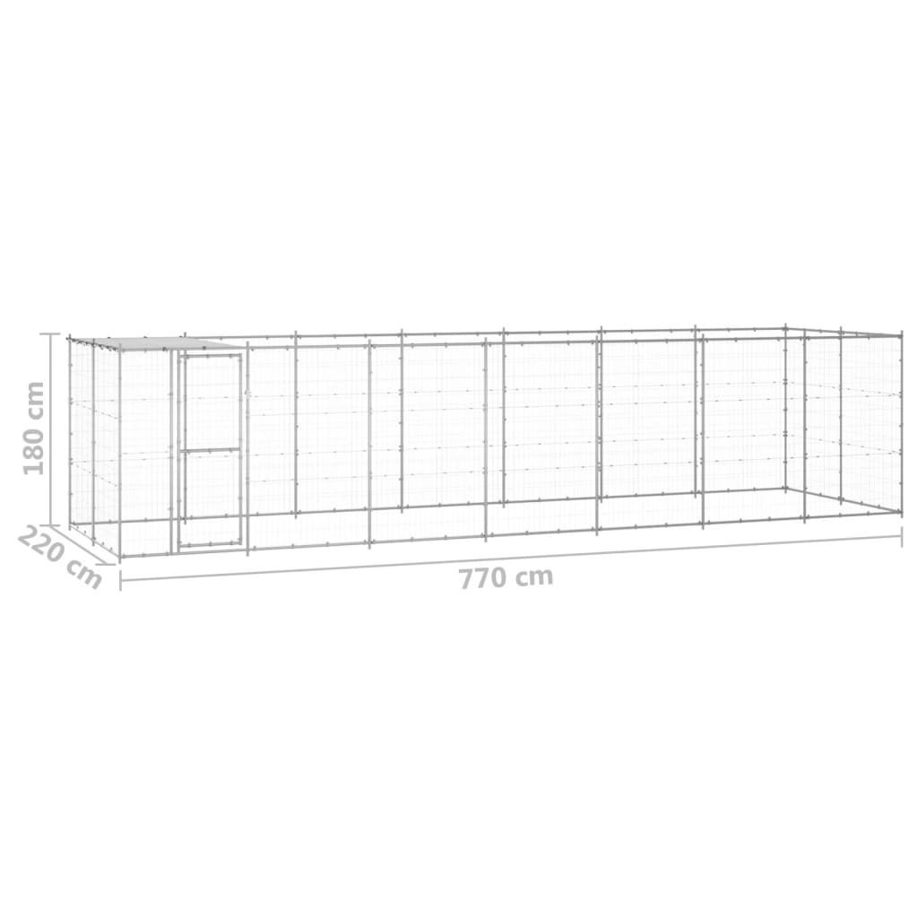 Canil de exterior com telhado 16,94 m² aço galvanizado