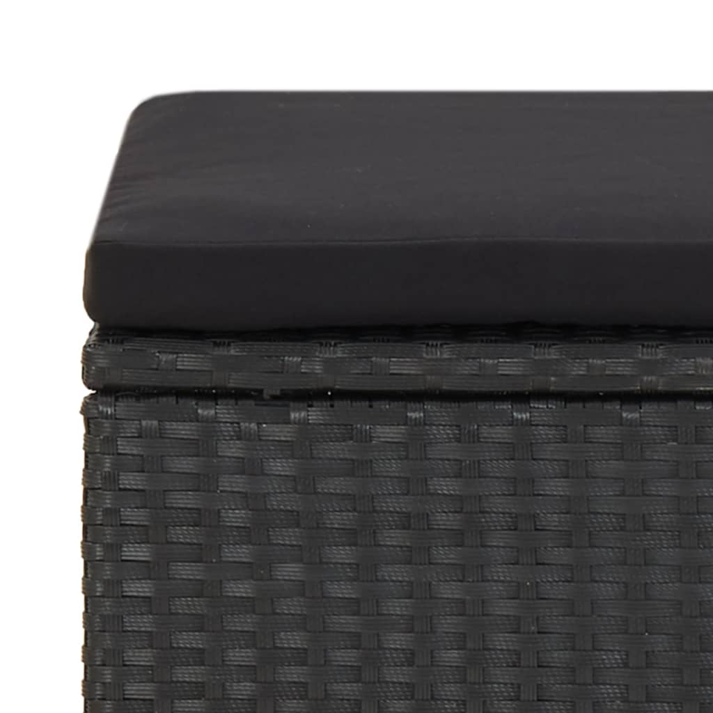 Bancos de jardim 4 pcs com almofadões vime PE preto