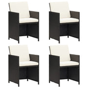 Cadeiras de jantar p/ jardim com almofadões 4 pcs vime PE preto